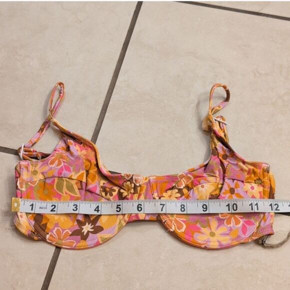 NWT Stone Fox Swim Retro Pop Conch Top Floral Orange Revolve Size L - Picture 3 of 7